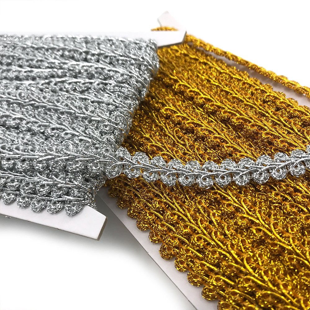 Wholesale Hot Selling Gold Silver Thread Lace Trim For Dress Trimming Lace Ribbon Fabric Clothes Decoration