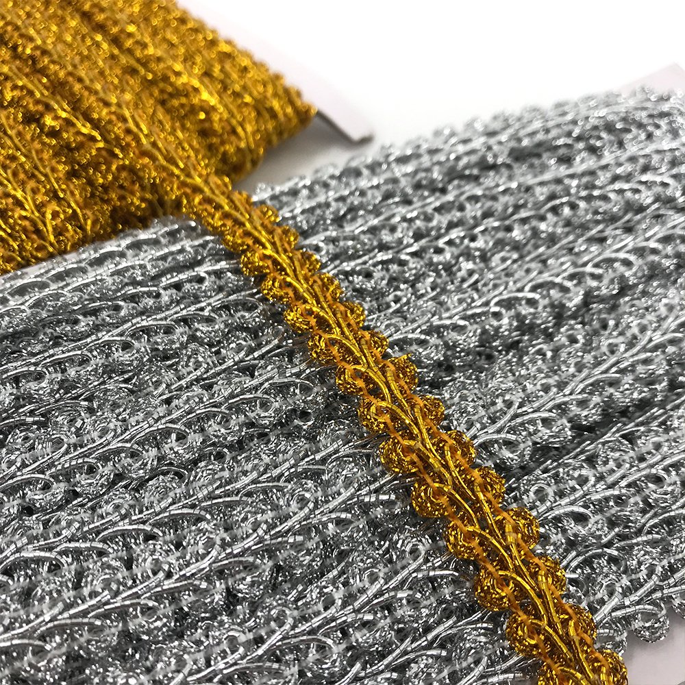 Wholesale Hot Selling Gold Silver Thread Lace Trim For Dress Trimming Lace Ribbon Fabric Clothes Decoration