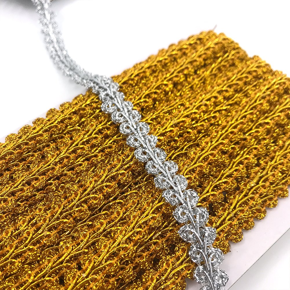 Wholesale Hot Selling Gold Silver Thread Lace Trim For Dress Trimming Lace Ribbon Fabric Clothes Decoration