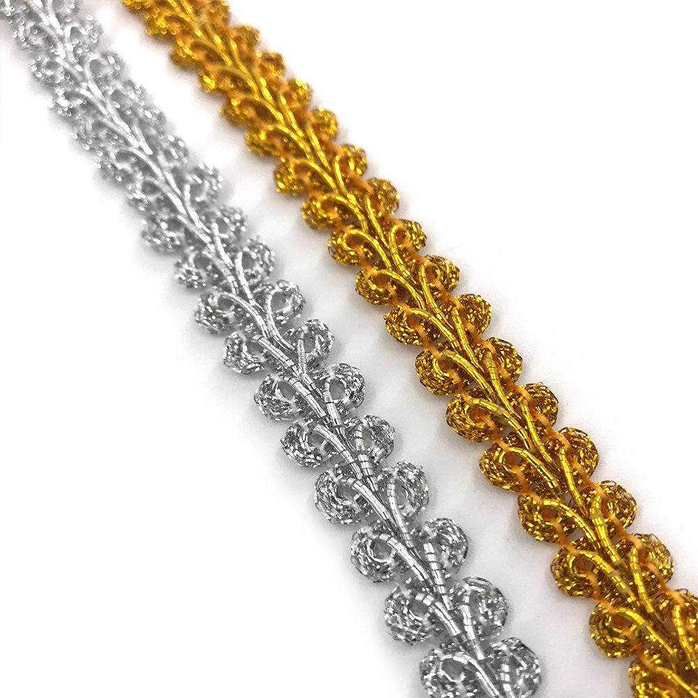 Wholesale Hot Selling Gold Silver Thread Lace Trim For Dress Trimming Lace Ribbon Fabric Clothes Decoration