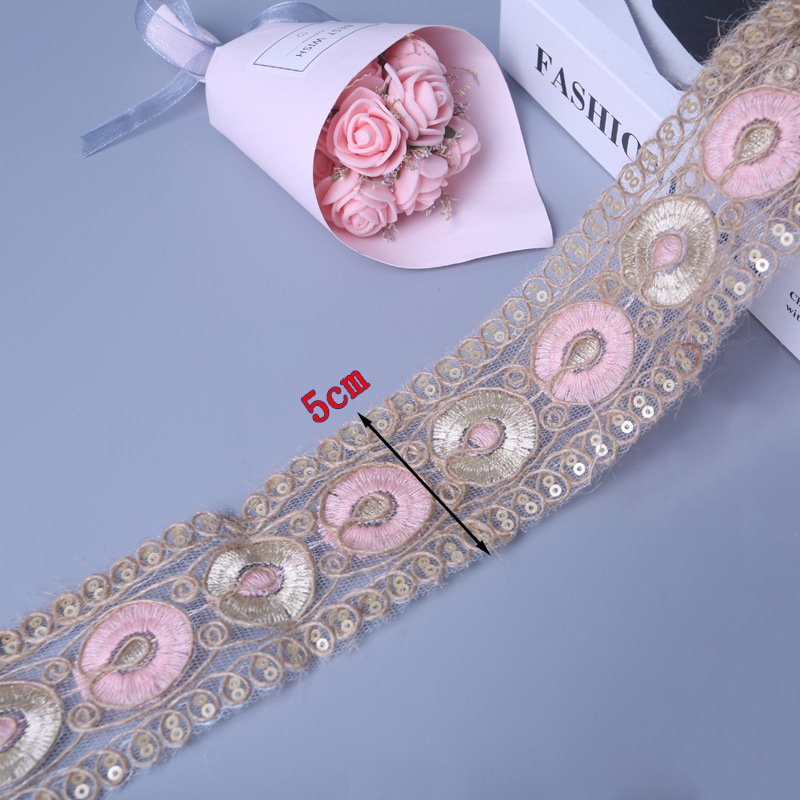 5cm Mirror Ethnic Beaded Lace Vintage Embroidery Sewing Lace Ribbon Trim For Diy Dress