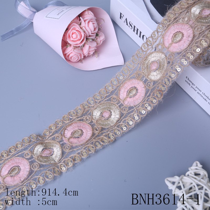 5cm Mirror Ethnic Beaded Lace Vintage Embroidery Sewing Lace Ribbon Trim For Diy Dress