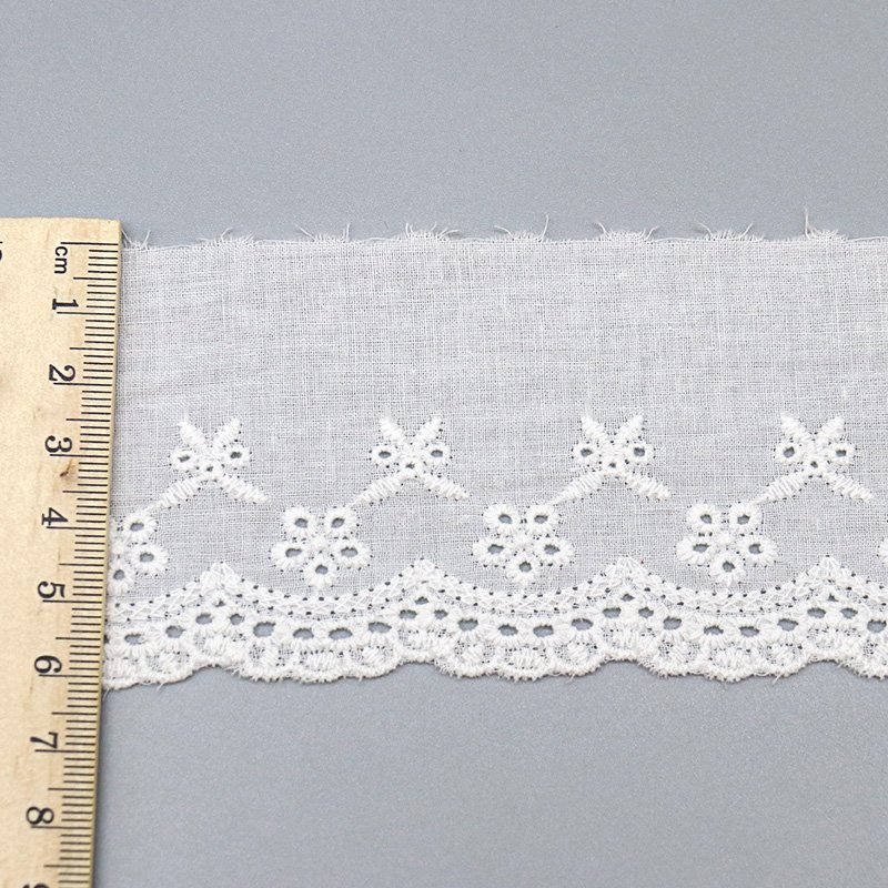 2024 newest sewing custom lace trim Embroidery 100% cotton eyelet cotton lace trim for garment