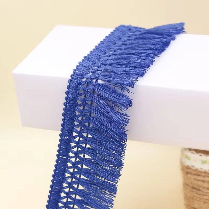 Hot Sale 4cm cotton tassel fringe DIY sewing curtain carpet knotted tassel fringe trim