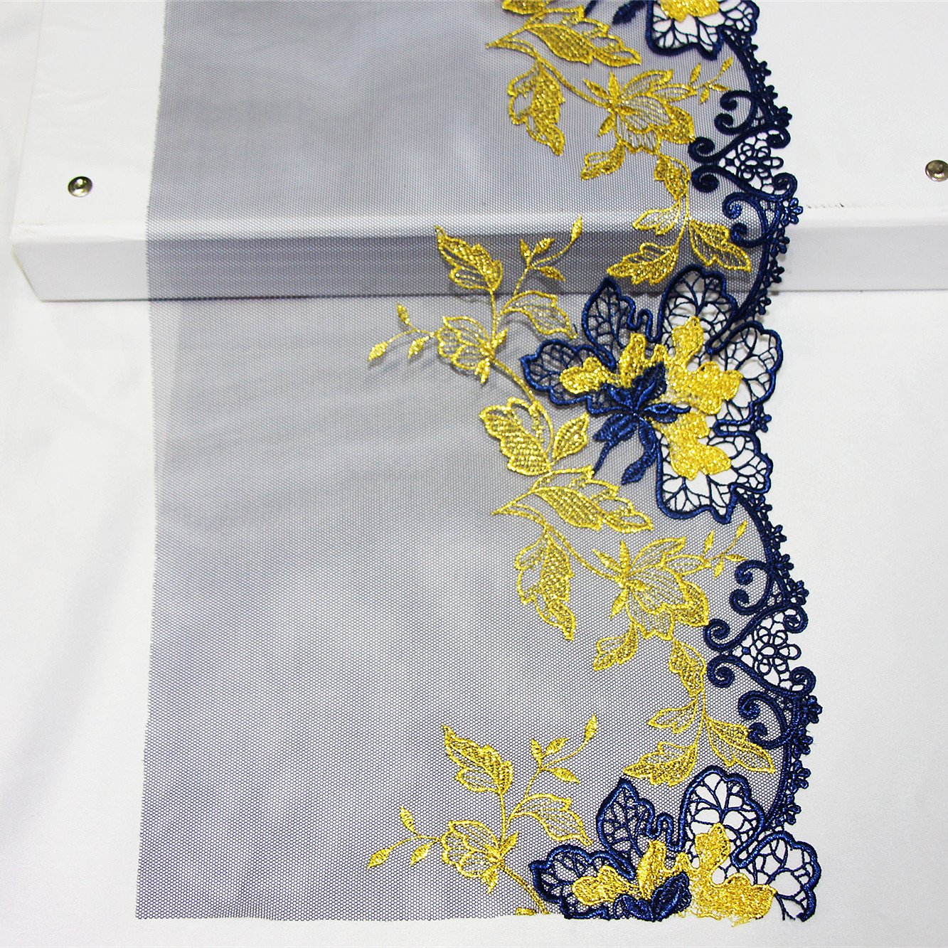 Quality Net Chemical Embroidery Lace Maple Leaf Tulle Lace Trim Blue Voile Lace For Lingerie