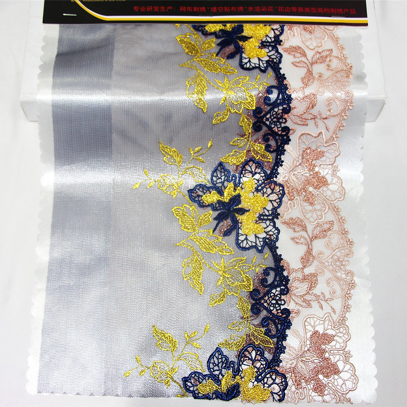 Quality Net Chemical Embroidery Lace Maple Leaf Tulle Lace Trim Blue Voile Lace For Lingerie