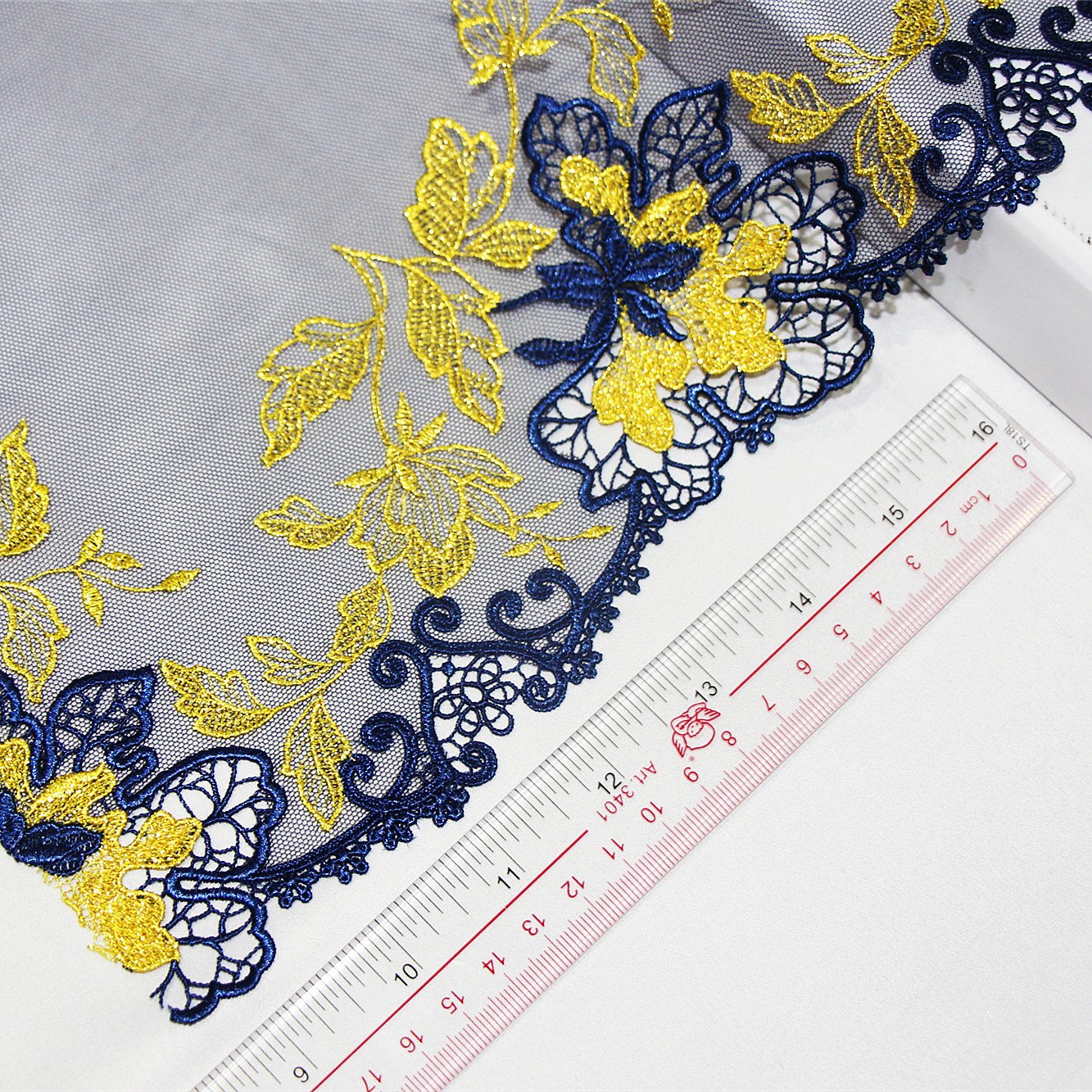 Quality Net Chemical Embroidery Lace Maple Leaf Tulle Lace Trim Blue Voile Lace For Lingerie