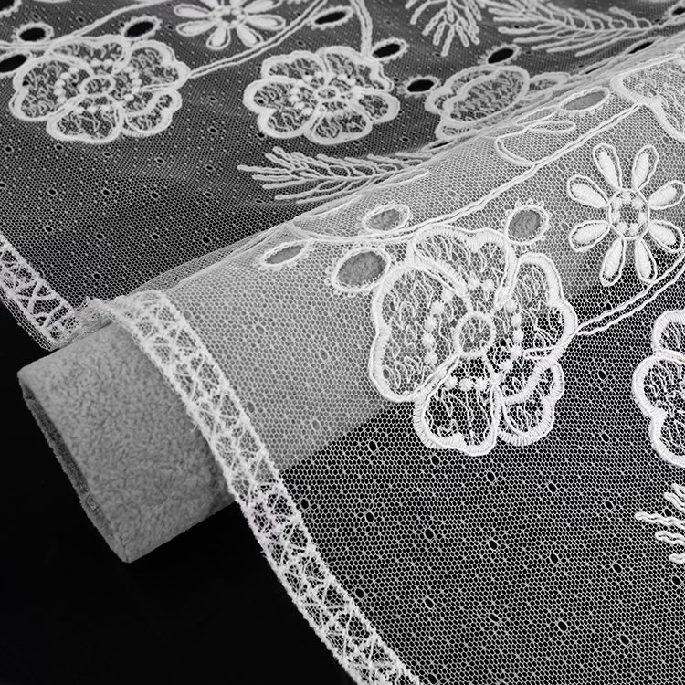 Wedding Lace Dress Fabric Bridal Floral Embroidery Tulle Lace Lace Trim 2024 Hot Sales French White
