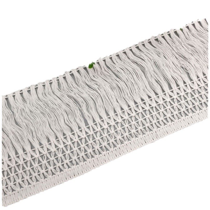 Width 96 mm Pure white Cotton Yarn dragon beard Tassel Lace Knitting Fringe Lace trim For Scarf Curtain Wedding Dances Dress