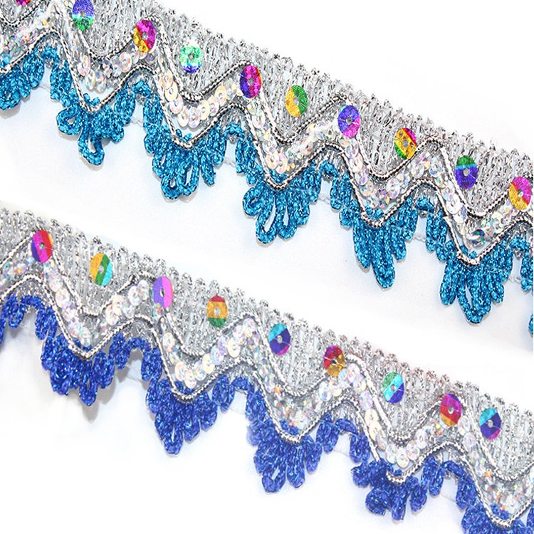 Hot Sale Gold And Silver Sequin Lace Trim border lace trim Gold Lace Trim