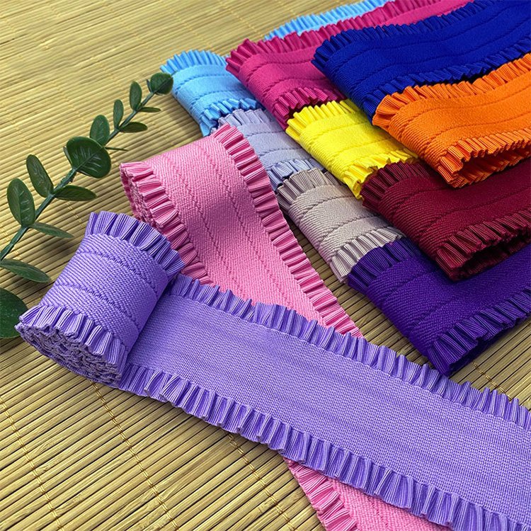 In Stock Double Ruffle Pleated Ribbon Cloth 5cm Elastic Ruffled Lace Trimming