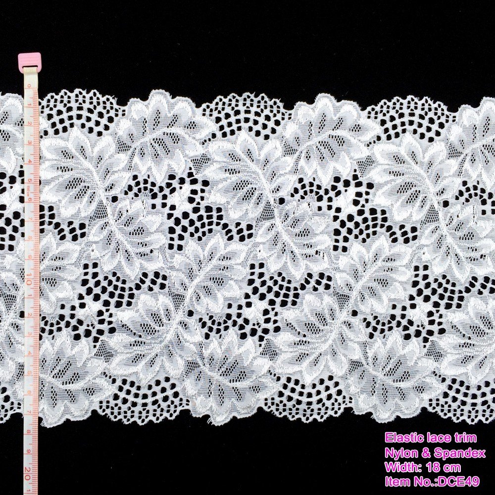 15cm wide high quality lingerie lace trim in white color