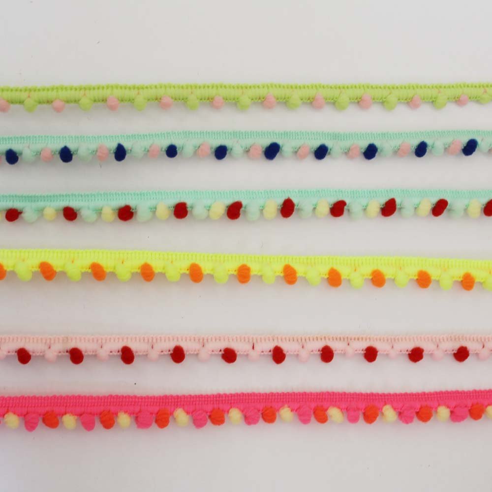 Custom Colorful Flat Pom Pom Type Indian Lace Trim