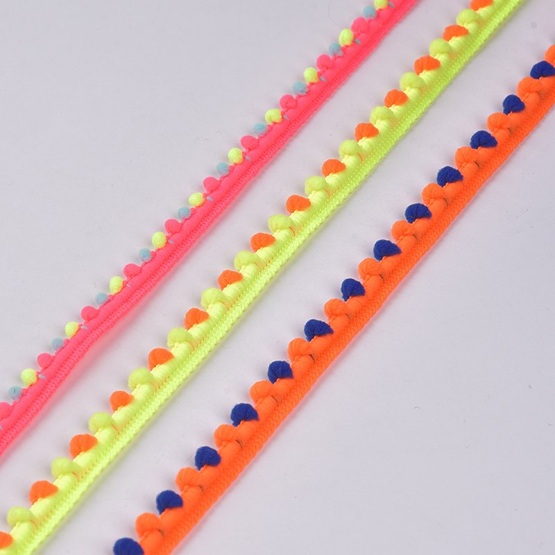 Custom Colorful Flat Pom Pom Type Indian Lace Trim