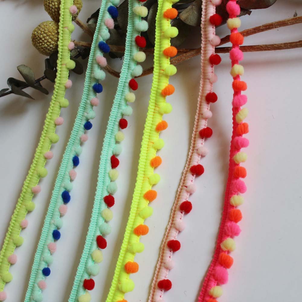 Custom Colorful Flat Pom Pom Type Indian Lace Trim