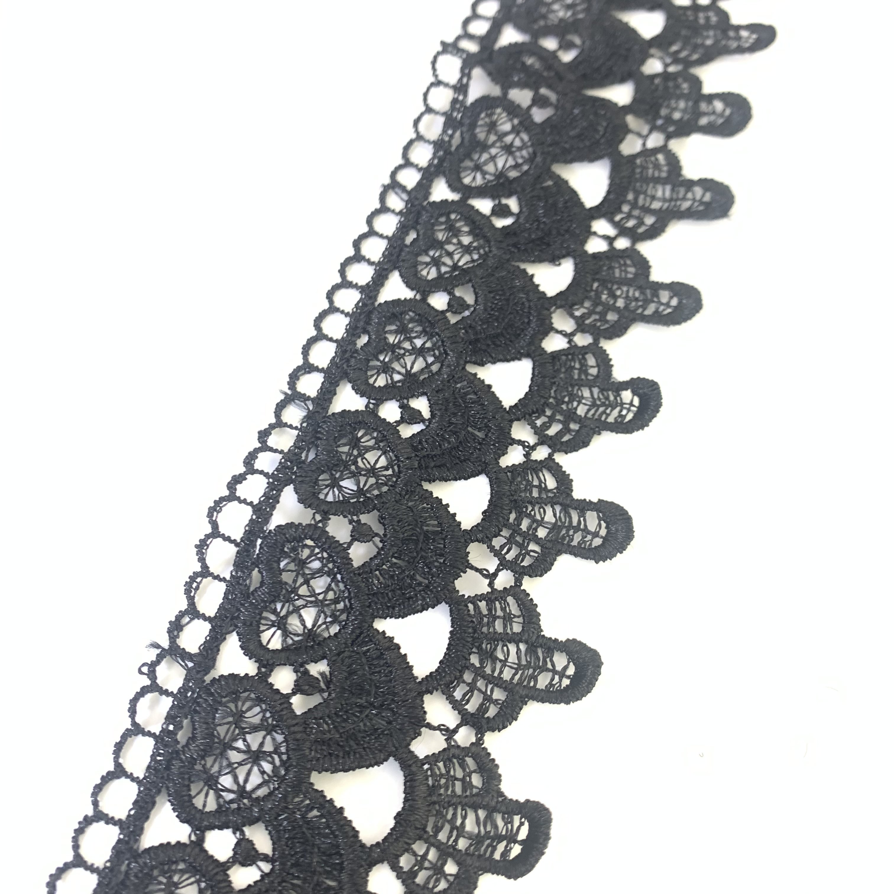 High Quality Refined Black Embroidery Trim Lace Guipure African Lace Fabric Trim