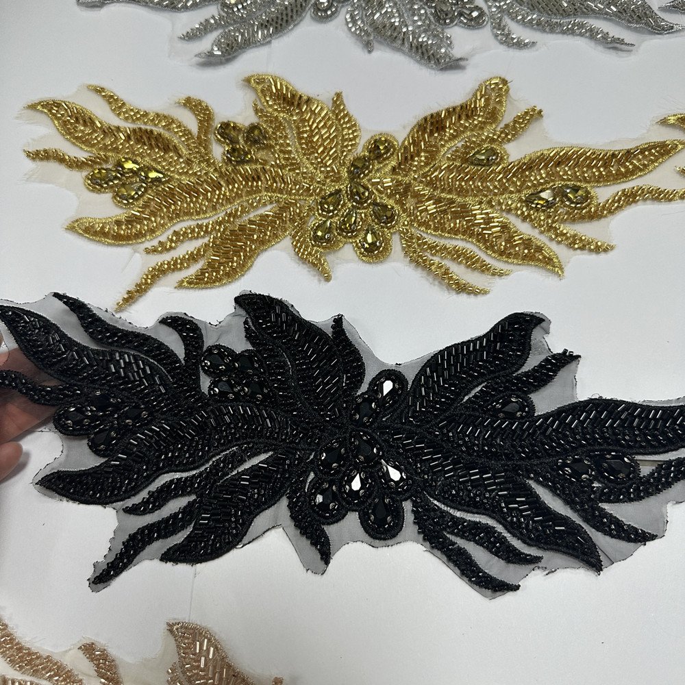New Branch design Embroidered Beaded sequin Trim for Bridal Wedding craft for DIY garment
