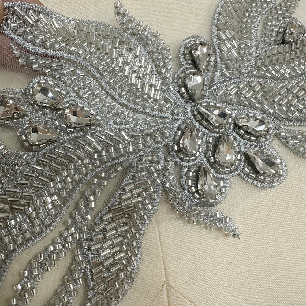 New Branch design Embroidered Beaded sequin Trim for Bridal Wedding craft for DIY garment
