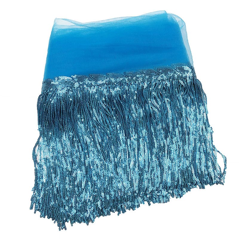 Fashion 20cm Length Tulle Lace Trim Sequin Fringe Tassel For Garment Dress Decorative Lace Trimming