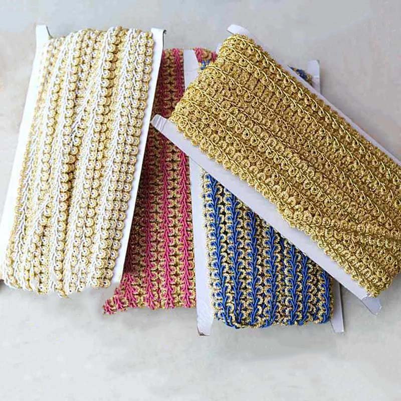 14mm gold silver edge braided trimming hat lace ribbon clothes costume dress craft decorative sewing textile centipede lace trim