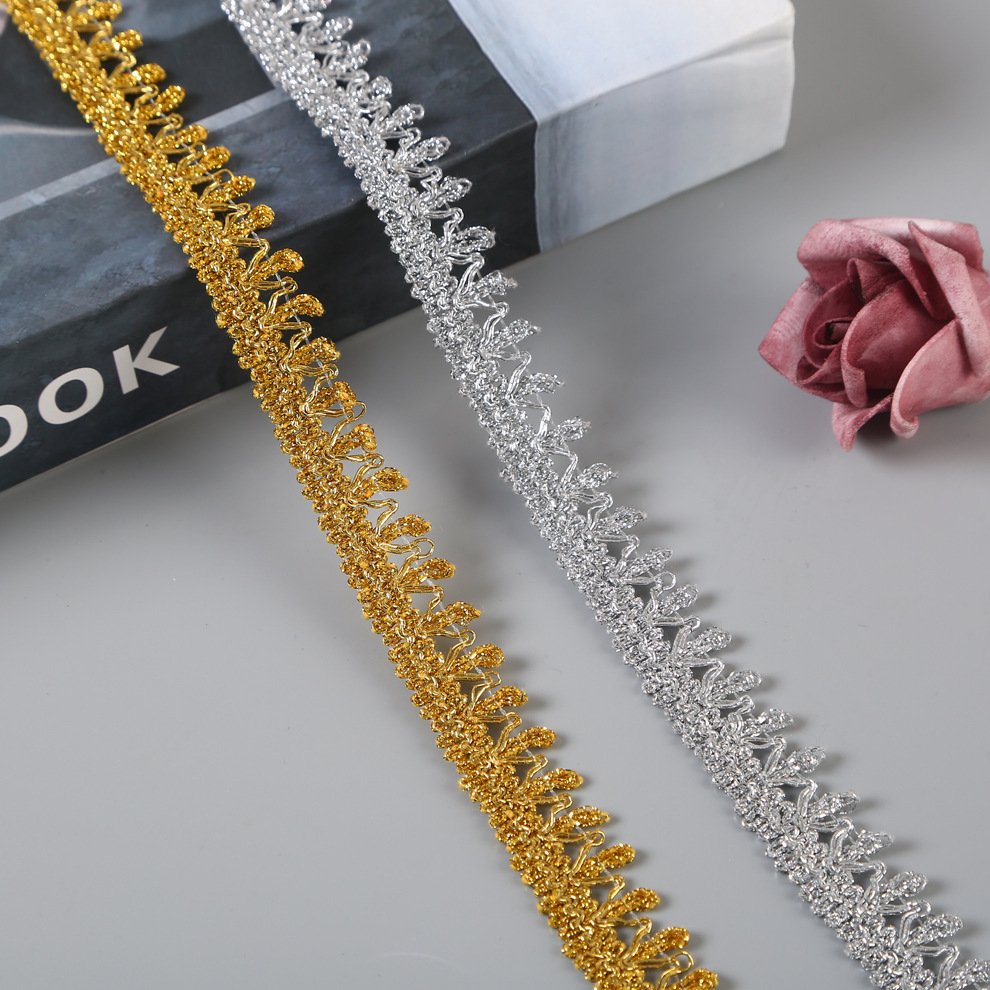 Sewing Antique Gold Braided Trim Lace for Scarf Carnival and Catholic Garments Tatting