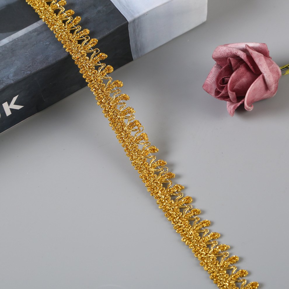 Sewing Antique Gold Braided Trim Lace for Scarf Carnival and Catholic Garments Tatting