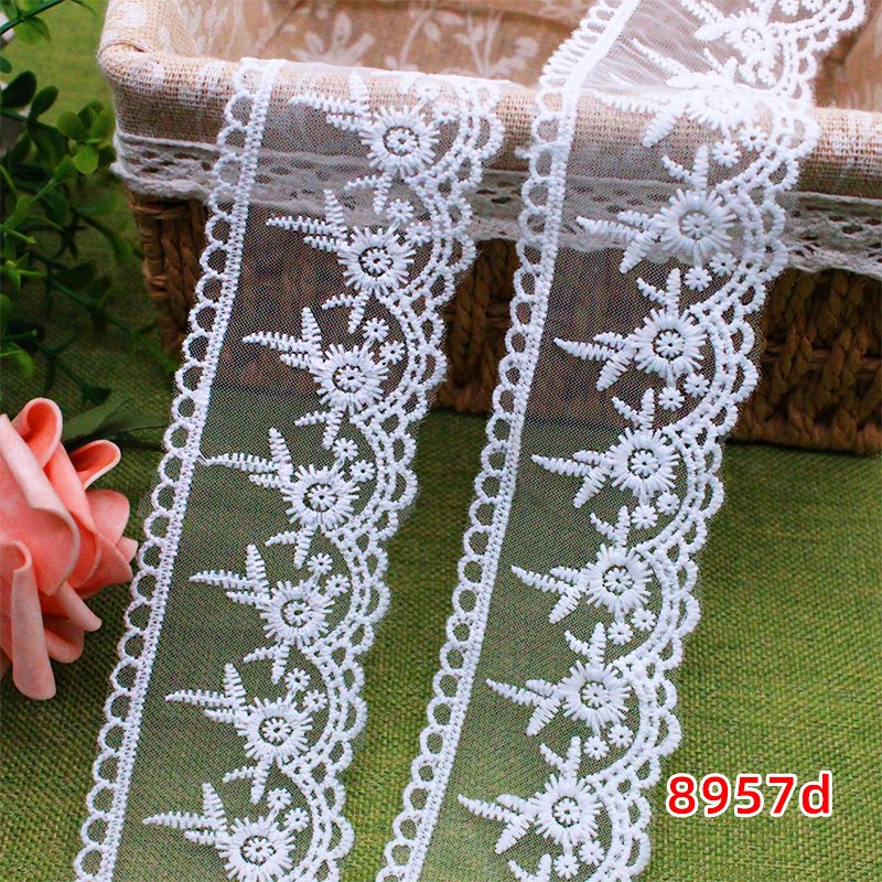 High Quality Flower Cotton White Mesh Embroidered Lace Accessories 5-6cm Chemical Lace trimming