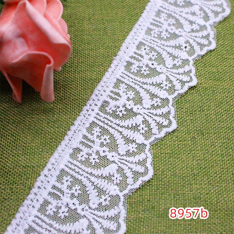High Quality Flower Cotton White Mesh Embroidered Lace Accessories 5-6cm Chemical Lace trimming