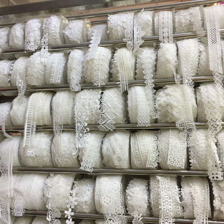 Custom Style Color Border Lace Embroidery White Polyester White Lace Trim For Garment Accessories Decoration