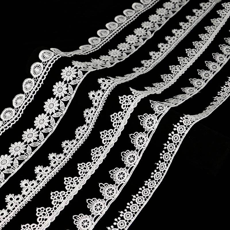 Custom Style Color Border Lace Embroidery White Polyester White Lace Trim For Garment Accessories Decoration