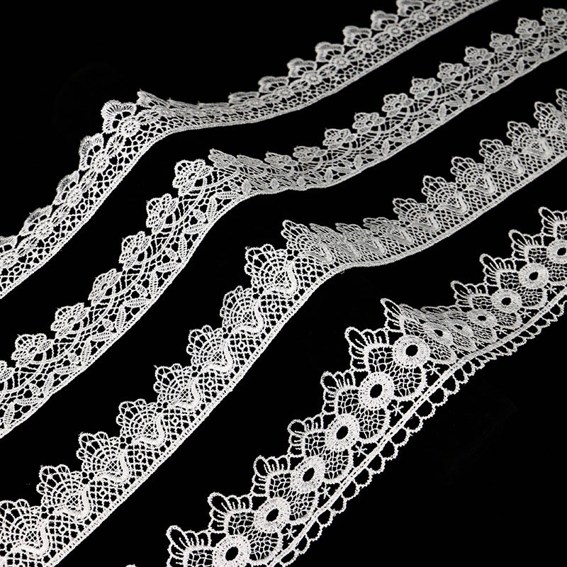 Custom Style Color Border Lace Embroidery White Polyester White Lace Trim For Garment Accessories Decoration