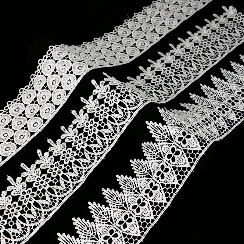 Custom Style Color Border Lace Embroidery White Polyester White Lace Trim For Garment Accessories Decoration