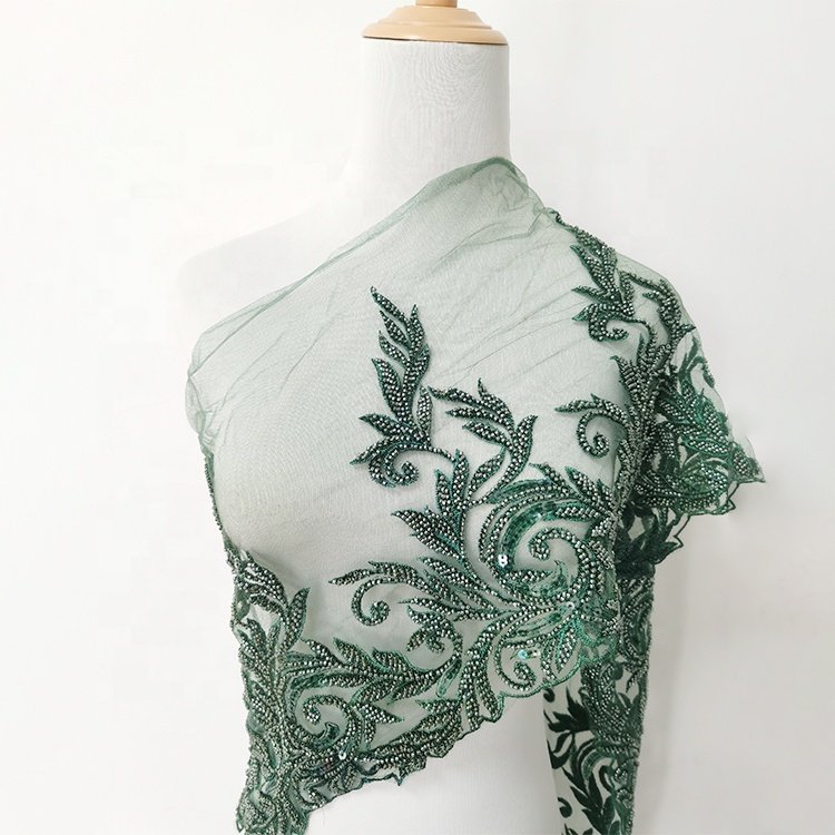 china wholesale sequin beaded FLower embroidery lace trim DIY embroidery trim with rhinestone