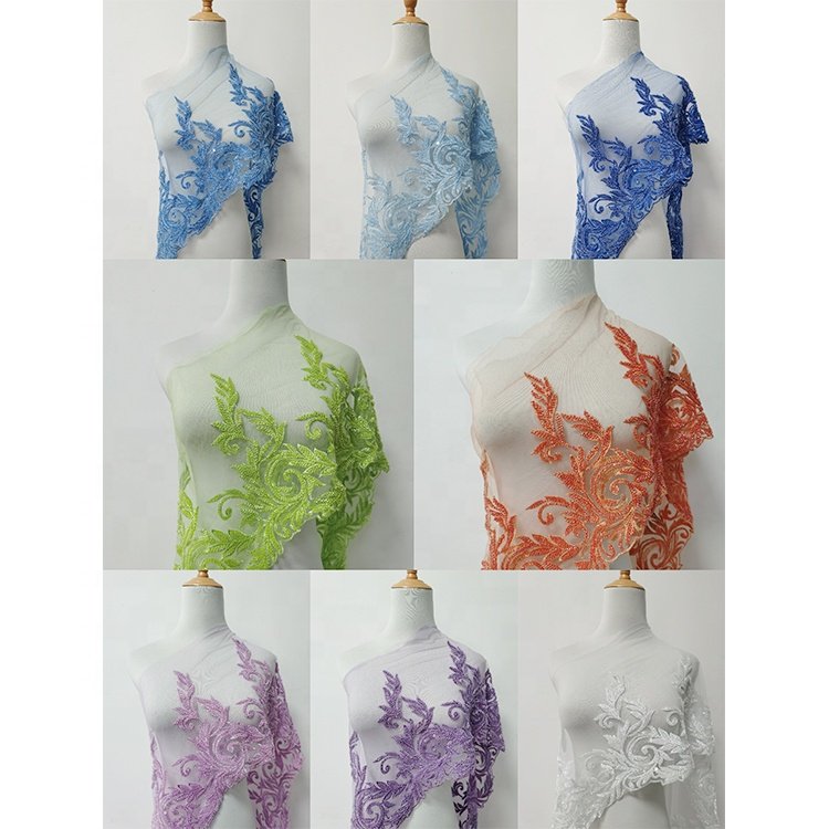 china wholesale sequin beaded FLower embroidery lace trim DIY embroidery trim with rhinestone