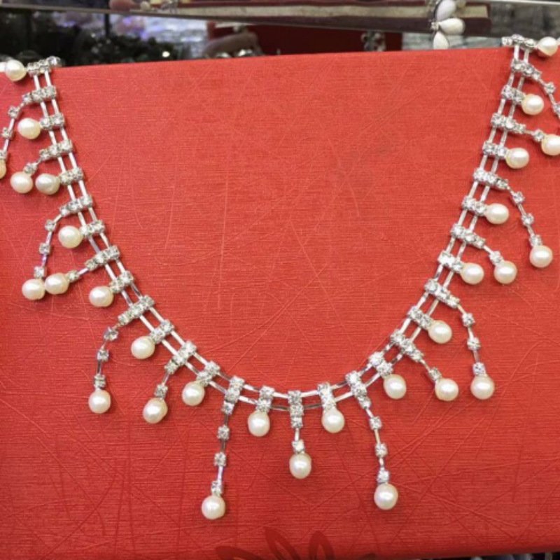 JFRT034 Gold Tassel Crystal Rhinestone Pearl Trim Chain Diy Decoration And Bridal Embellishments Ideal For Wedding Bags Jeans