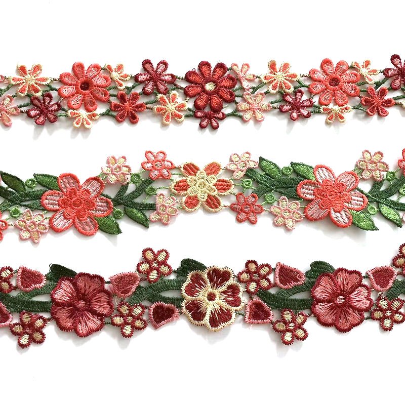 wholesale custom colors sequined lace trim embroidery polyester sequins flower lace