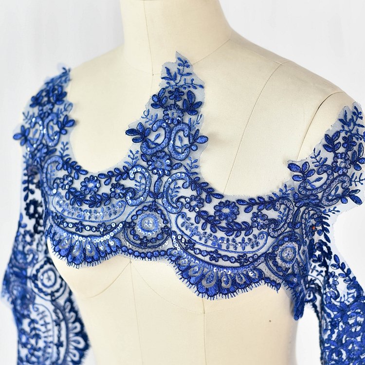 White Green Black Blue Pink Sequin Embroidery Bridal Lace Trim Wedding Veil Lace Trim