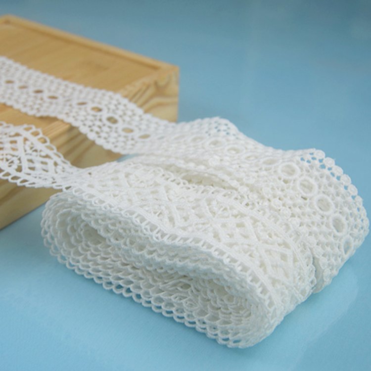 CYG beautiful White Lace Trim Cotton Embroidery Lace Trim for Dress Border