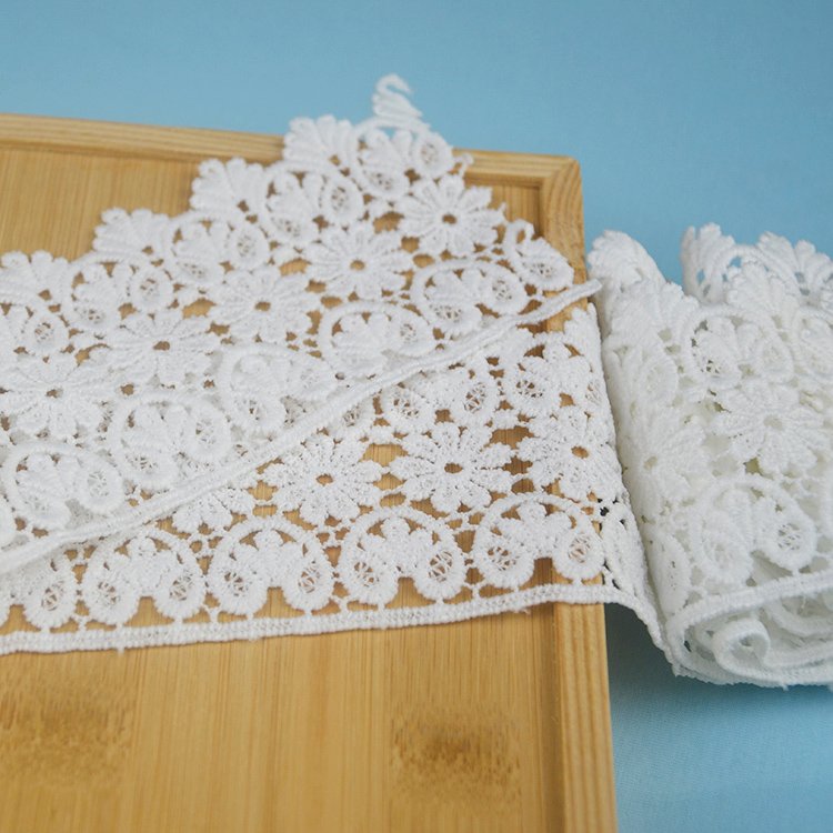 CYG beautiful White Lace Trim Cotton Embroidery Lace Trim for Dress Border