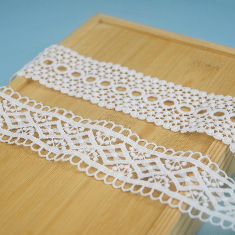 CYG beautiful White Lace Trim Cotton Embroidery Lace Trim for Dress Border