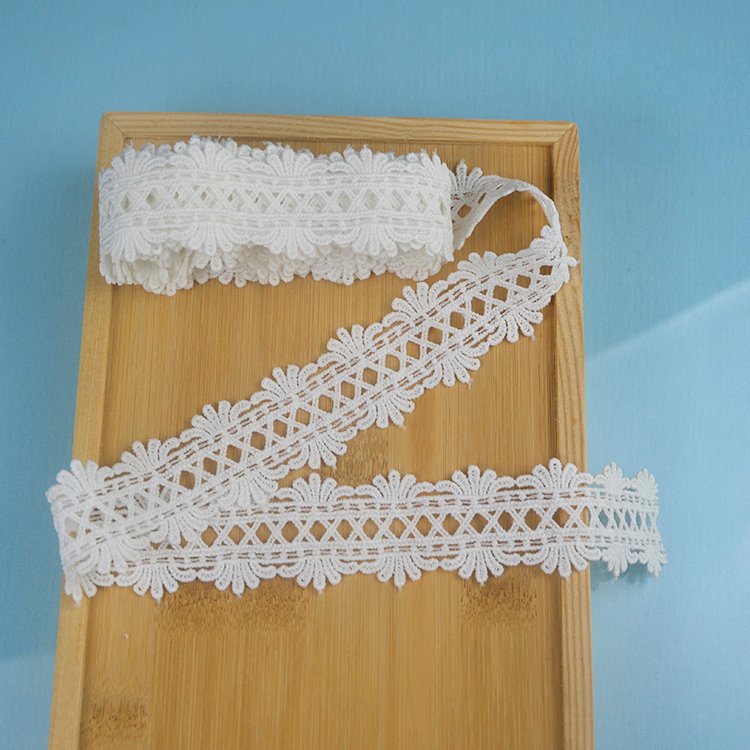 CYG beautiful White Lace Trim Cotton Embroidery Lace Trim for Dress Border