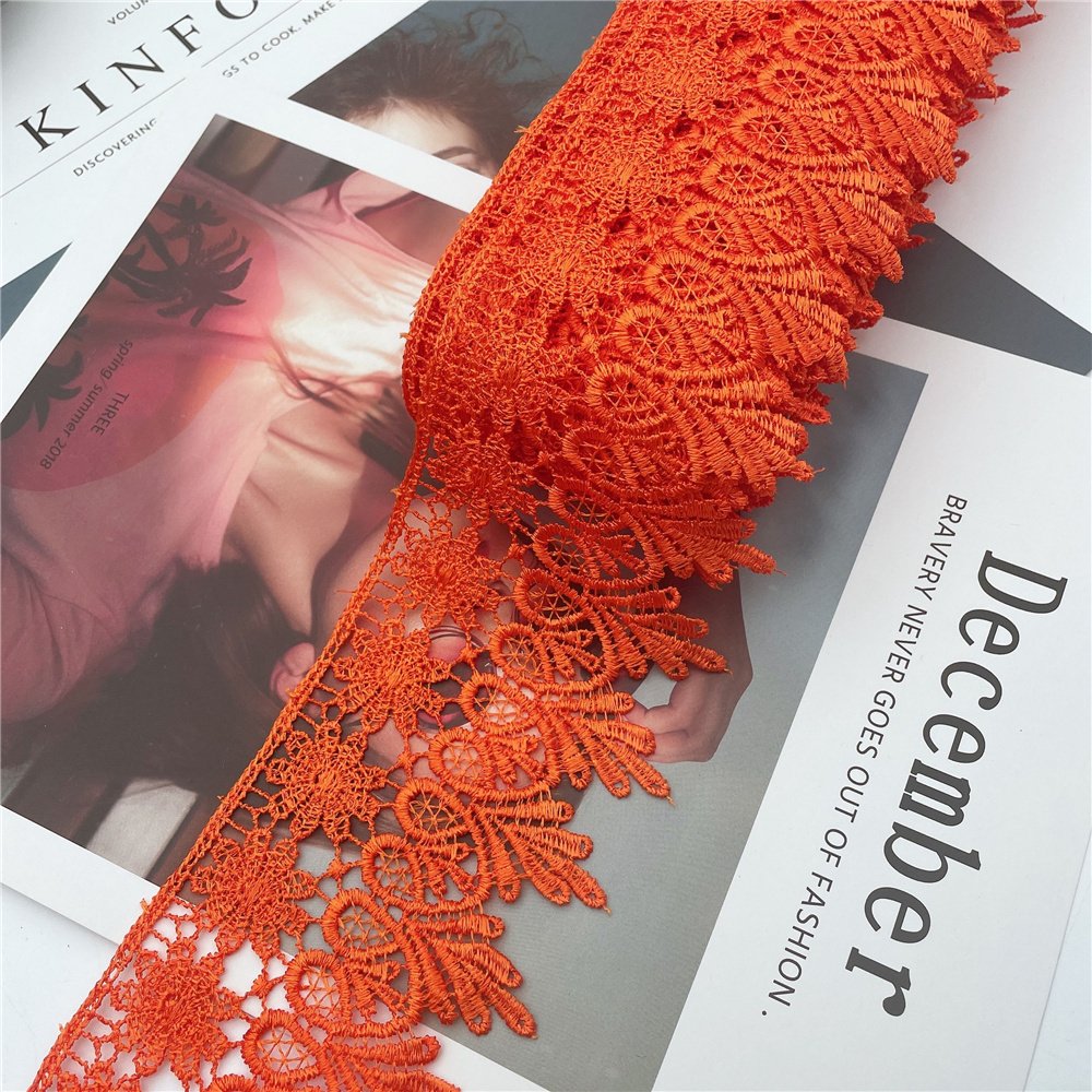 YWLEIAO Polyester Venise Lace trim wedding DIY crafted sewing white and pink 8cm