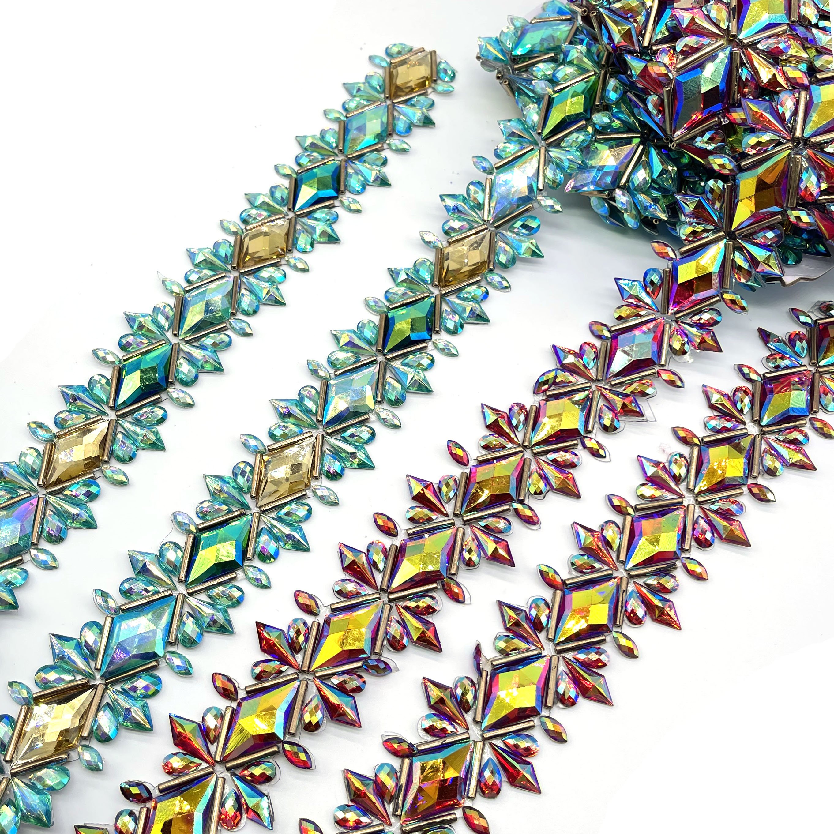 2025 trinidad and tobago Carnival Costume rhinestone Trimming Hot fix resin gem tape trimming for Carnival costume Accessories