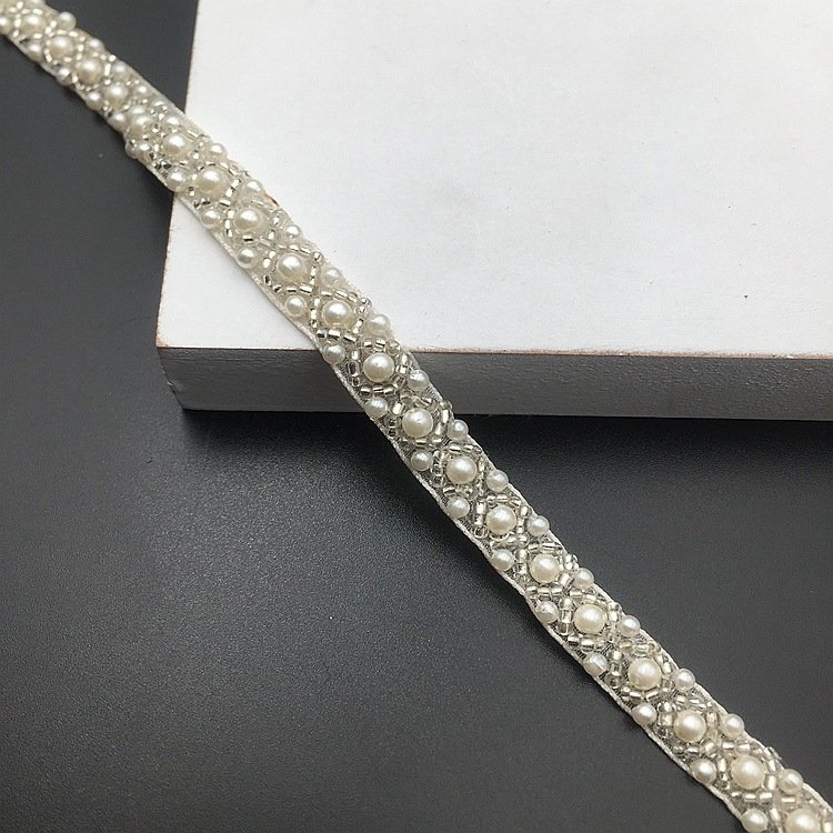 DIY Pearl beaded embroidery lace trim for Handmade Bead Clothes Decorative Accessories