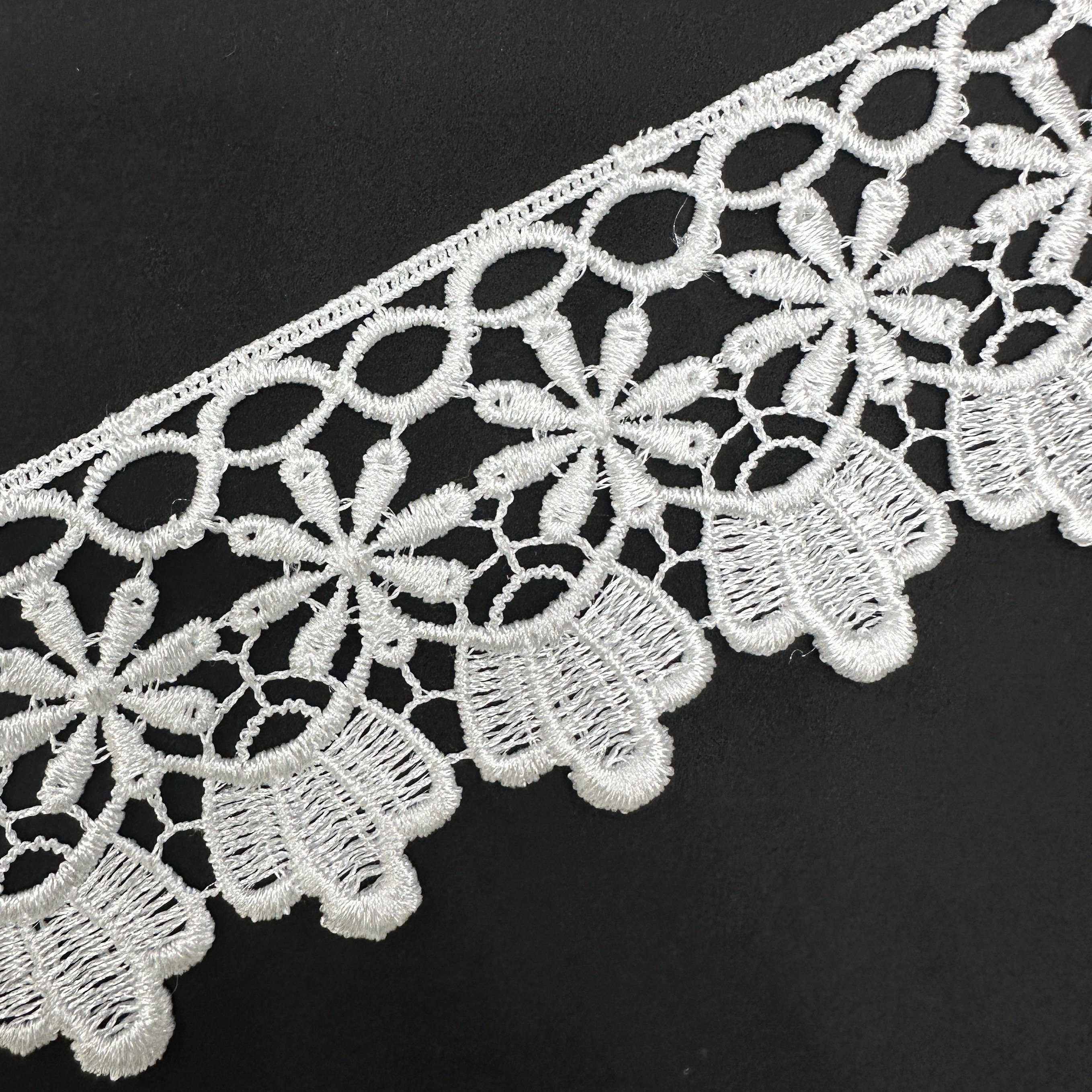 2023 High Quality French Dentelle Lace Custom Embroidered Sequence Lace Trim White Milk Silk Guipure Lace Fabric Trim