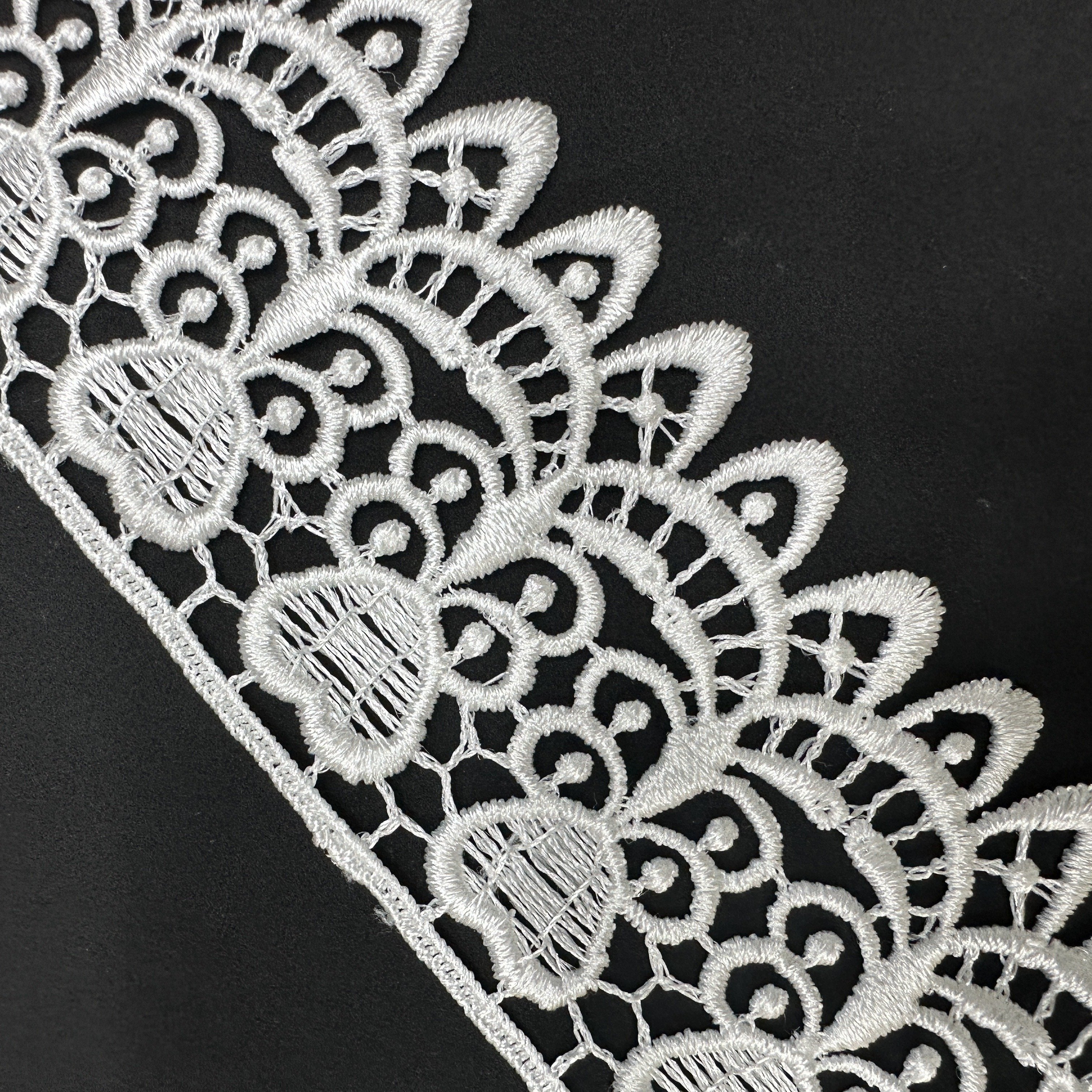 2023 High Quality French Dentelle Lace Custom Embroidered Sequence Lace Trim White Milk Silk Guipure Lace Fabric Trim