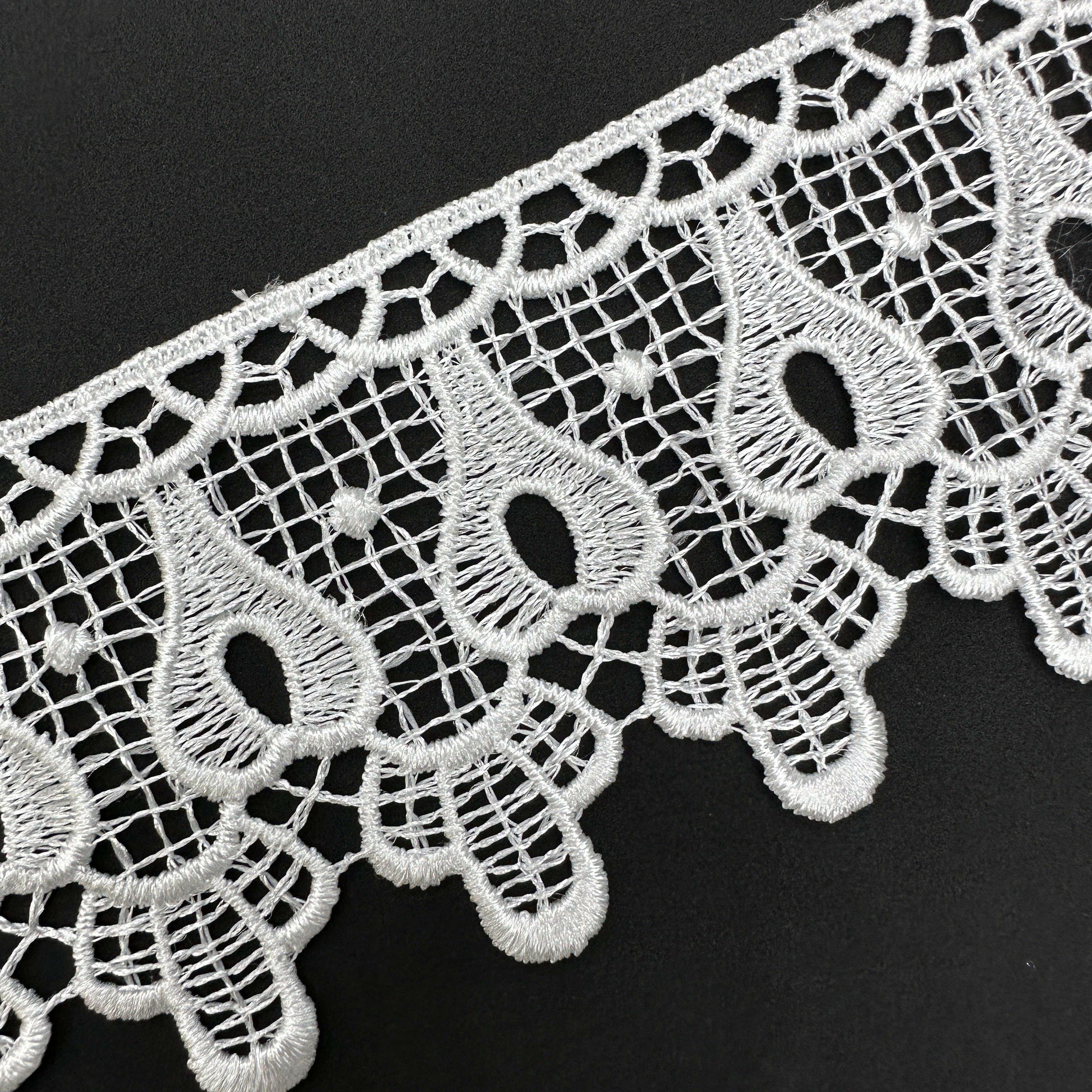 2023 High Quality French Dentelle Lace Custom Embroidered Sequence Lace Trim White Milk Silk Guipure Lace Fabric Trim