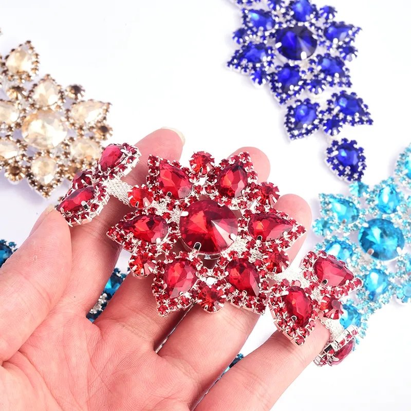 Deluxe Rhinestone Cup Chain Trim Sparkling Crystal Buckle Bridal Applique for Bikini Connector Dress Accessories