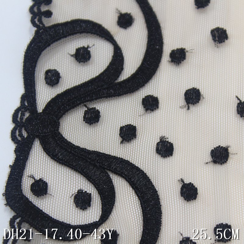 Popular Nude Tulle Embroidered Lace Trim Black bowknot Stretch Lace for Women Lingerie