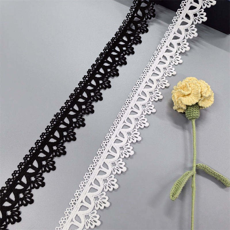 Factory Wholesale Embroidery Lace Trim Retro Hollow Out Black and White Lace Trim For Wedding